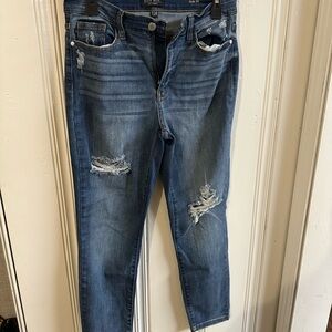 KanCan Blue Straight Leg Jeans with Distressed Details